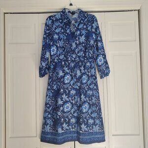 Talbots Tie Waist Shirtdress - Whimsical Floral Size 6